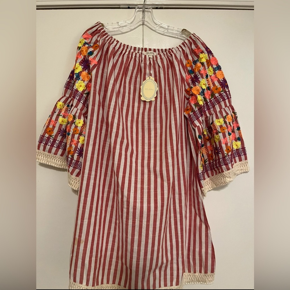 Velzera Red and White Striped Top